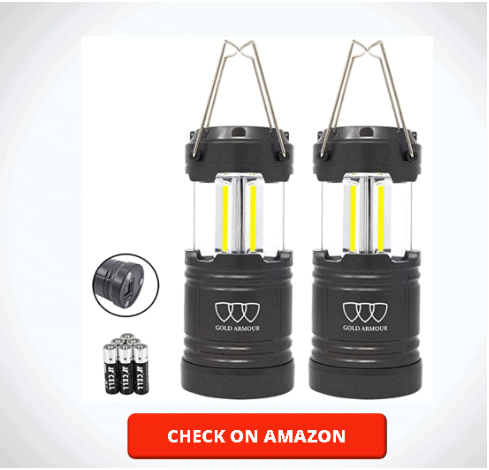 Gold Armour LED Camping Lantern, 4 Pack & 2 Pack, 500 Lumens, Survival Kits for Hurricane, Emergency, Storm, Outages, Outdoor Portable Lanterns Gear, Alkaline Batteries