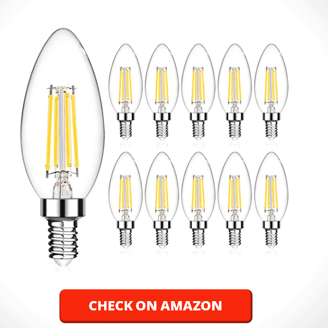 LANGREE E12 LED Candelabra Base Bulbs 60W Equivalent, 5W LED Candle Light Bulbs, LED Chandelier Light Bulbs, Non-Dimmable, 5000K Daylight White, 550LM - Pack of 10