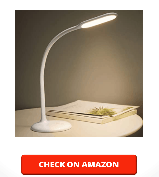 Cordless Lamp Gladle LED Desk Lamp, Battery Operated Table Lamps, Rechargeable Dimmable Reading Light with Timer, Adjustable Gooseneck Touch Lamp for Office, USB Charging Port (White)