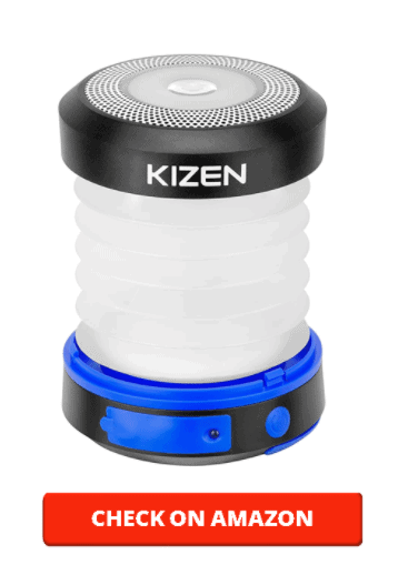 Kizen Solar Powered LED Camping Lantern - Solar or USB Chargeable, Collapsible Space Saving Design, Emergency Power Bank, Flashlight, Water Resistant. for Outdoor Night Hiking Camping Lawn!