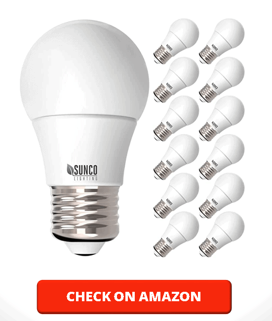 Sunco Lighting 12 Pack A15 LED Bulb, 8W=60W, 4000K Cool White, Dimmable, 800 LM, E26 Base, Refrigerator & Fan Light - UL, Energy Star