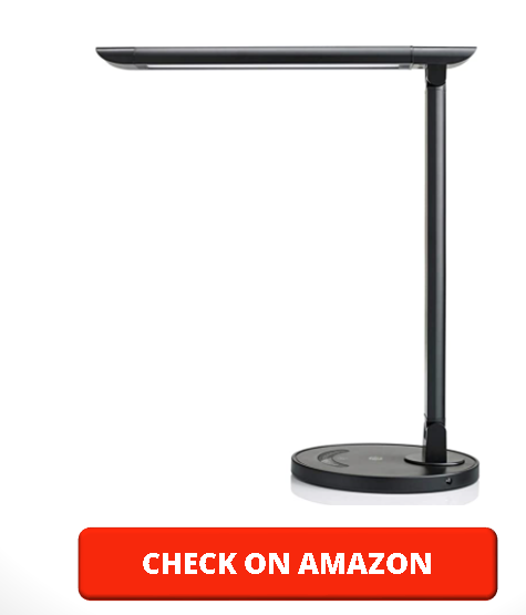 TaoTronics TT-DL13B LED Desk Lamp Eye-caring Table Lamps, Dimmable Office Lamp with USB Charging Port, Touch Control, 12W, 5 Color Modes, Philips EnabLED Licensing Program (Black)